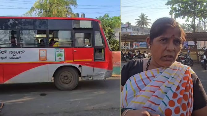 ಚಿನ್ನದ ಸರ ಕಳ್ಳತನ: ಸಾರಿಗೆ ಬಸ್ ಸಮೇತ ಪೊಲೀಸ್ ಠಾಣೆಗೆ ಬಂದ ಮಹಿಳೆ