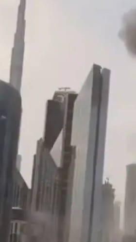 ಬುರ್ಜ್​ ಖಲೀಫಾದ ಮುಂಭಾಗದ ಕಟ್ಟಡದ ಮೇಲೆ ಇರಾನ್ ಡ್ರೋನ್ ದಾಳಿ