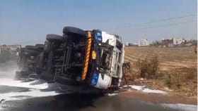 ಎಥೆನಾಲ್ ಟ್ಯಾಂಕರ್​​ ಪಲ್ಟಿ: ಕ್ಷಣಾರ್ಧದಲ್ಲಿ ಧಗಧಗಿಸಿದ ಬೆಂಕಿ