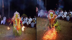 ಕ್ಯಾಮರಾ ಹಿಡಿದ ಮಹಿಳೆ ಮೇಲೆ ಕೋಪಗೊಂಡ ದೈವ!