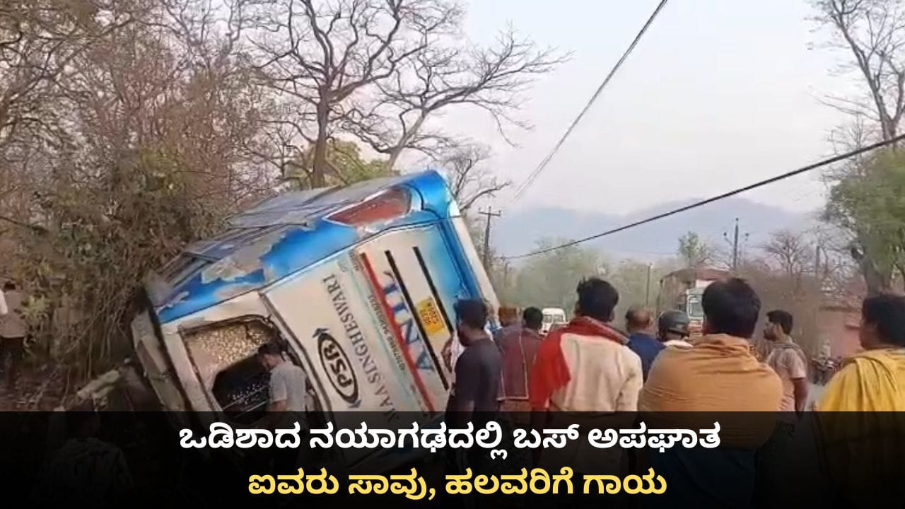 ಒಡಿಶಾದ ನಯಾಗಢದಲ್ಲಿ ಬಸ್ ಅಪಘಾತ; ಐವರು ಸಾವು, ಹಲವರಿಗೆ ಗಾಯ