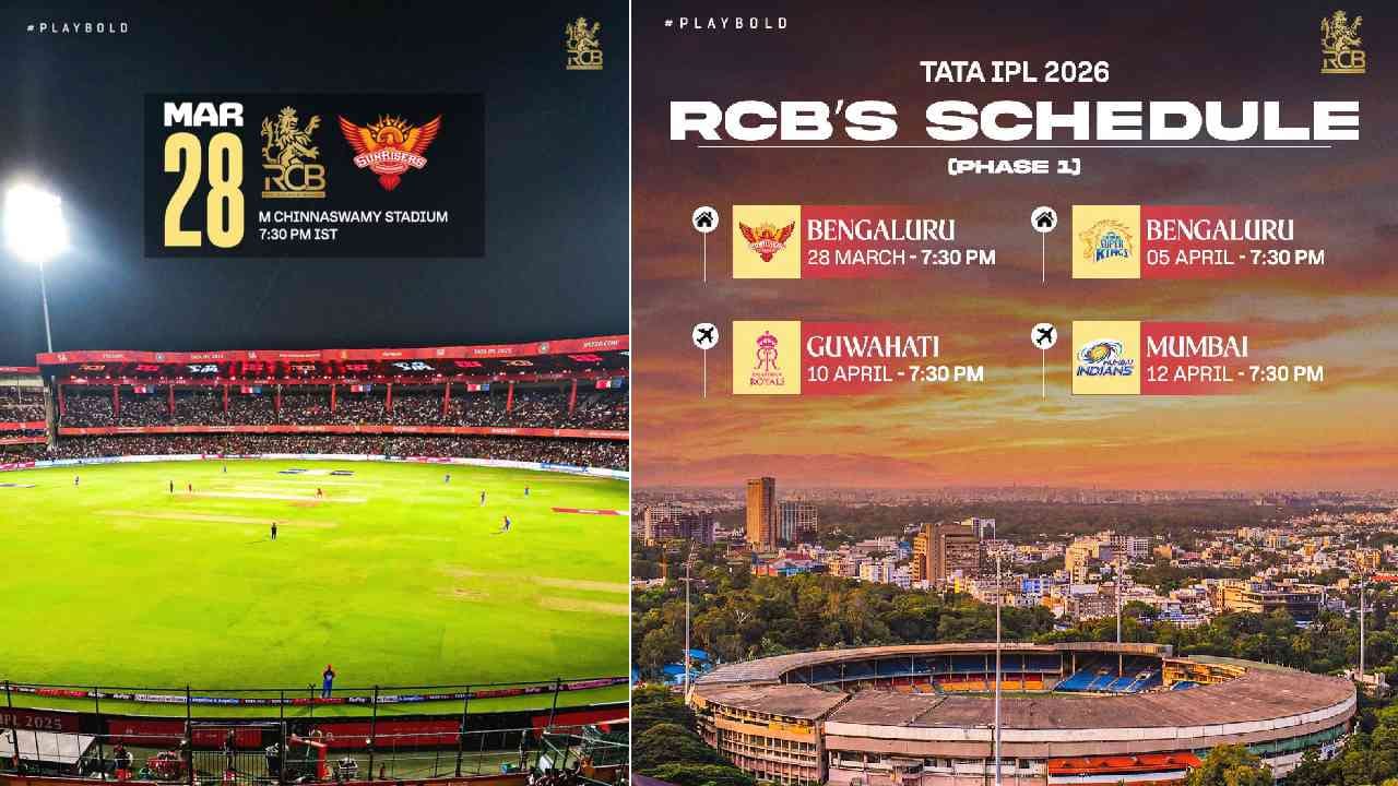 ಐಪಿಎಲ್ ಸೀಸನ್ 19ರ ಮೊದಲ ಹಂತದ ಪಂದ್ಯಗಳು ಮಾರ್ಚ್ 28ರಿಂದ ಏಪ್ರಿಲ್ 12ರವರೆಗೂ ನಡೆಯಲಿದ್ದು, ಈ ಪೈಕಿ ರಾಯಲ್ ಚಾಲೆಂಜರ್ಸ್ ಬೆಂಗಳೂರು (ಆರ್​​ಸಿಬಿ) ತಂಡ ಮೊದಲ ಹಂತದ ಟೂರ್ನಿಯಲ್ಲಿ ಒಟ್ಟು ನಾಲ್ಕು ಪಂದ್ಯಗಳನ್ನು ಆಡಲಿದೆ. ಎರಡು ಪಂದ್ಯ ತವರು ಅಂಗಳ ಬೆಂಗಳೂರು ಚಿನ್ನಸ್ವಾಮಿ ಸ್ಟೇಡಿಯಂನಲ್ಲಿ ಆಡಲಿದ್ದು, ಇನ್ನೆರೆಡು ಮ್ಯಾಚ್​ ಗುವಾಹಟ್ಟಿ ಹಾಗೂ ಮುಂಬೈನಲ್ಲಿ ಆಡಲಿದೆ.