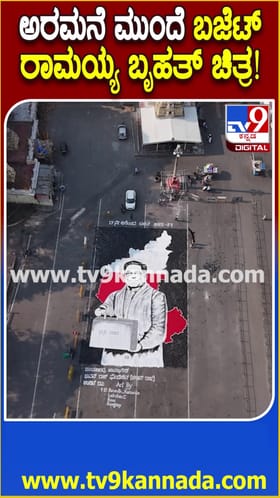 ಮೈಸೂರು ಅರಮನೆ ಮುಂದೆ ‘ಬಜೆಟ್ ರಾಮಯ್ಯ’ ಬೃಹತ್ ಚಿತ್ರ!