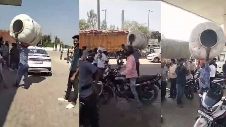 Video: 1000 ಲೀಟರ್ ಟ್ಯಾಂಕ್ ಹಿಡಿದು ಪೆಟ್ರೋಲ್ ಬಂಕ್ಗೆ ಬಂದ ‘ಬಾಹುಬಲಿ’ Video: 1000 ಲೀಟರ್ ಟ್ಯಾಂಕ್ ಹಿಡಿದು ಪೆಟ್ರೋಲ್ ಬಂಕ್ಗೆ ಬಂದ ‘ಬಾಹುಬಲಿ’