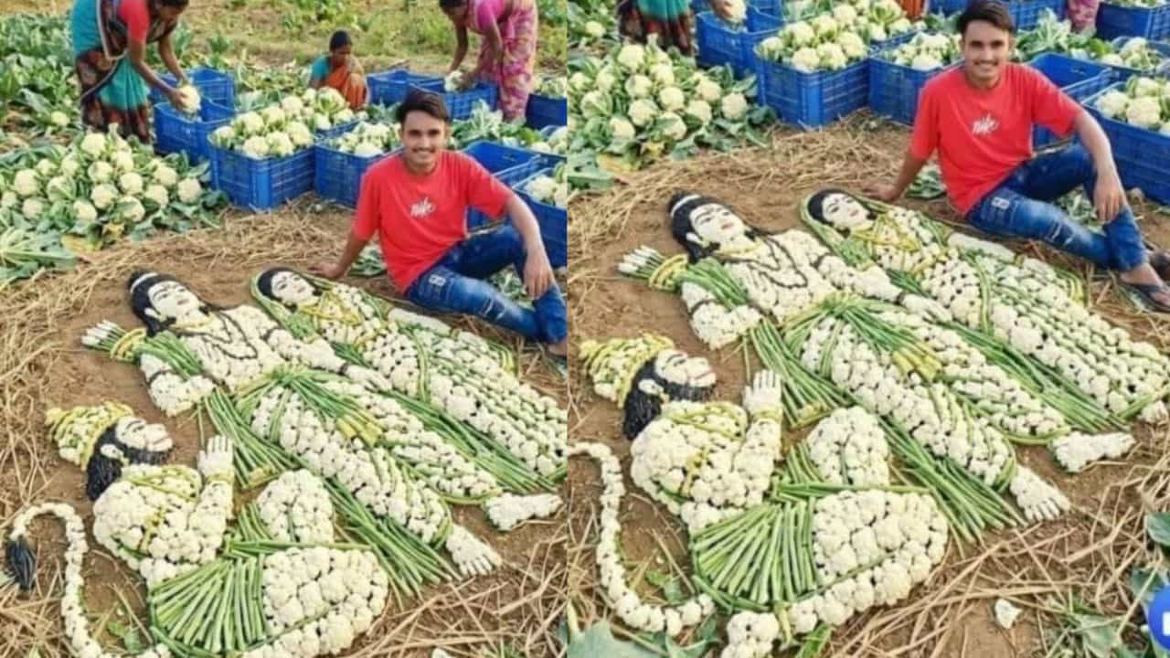 Viral: ಇದು ರೈತನ ವಿಭಿನ್ನ ರಾಮನವಮಿ ಸೆಲೆಬ್ರೇಶನ್; ಹೂಕೋಸಿನಲ್ಲಿ ಮೂಡಿ ಬಂದ ರಾಮ, ಸೀತೆ, ಹನುಮಂತ Viral: ಇದು ರೈತನ ವಿಭಿನ್ನ ರಾಮನವಮಿ ಸೆಲೆಬ್ರೇಶನ್; ಹೂಕೋಸಿನಲ್ಲಿ ಮೂಡಿ ಬಂದ ರಾಮ, ಸೀತೆ, ಹನುಮಂತ