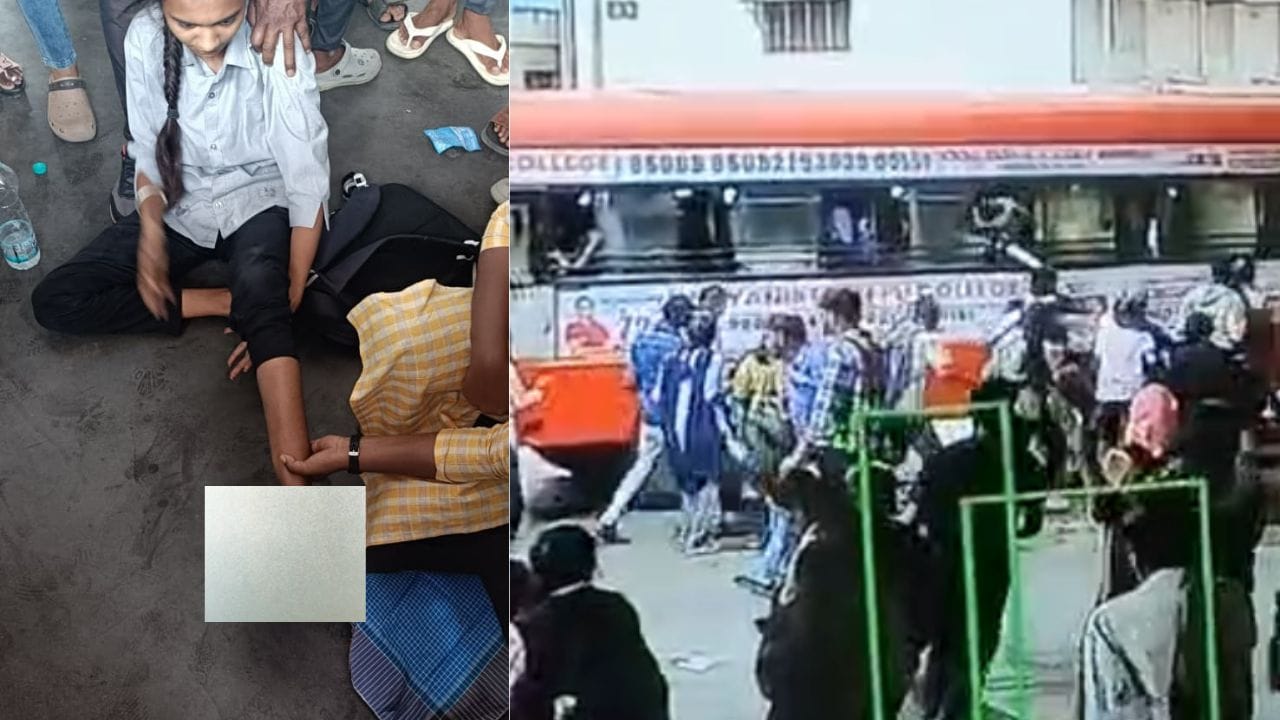 ಚಲಿಸುವ ಬಸ್ ಕಿಟಕಿಯಲ್ಲಿ ಬ್ಯಾಗ್ ಇಡಲು ಹೋಗಿ ಚಕ್ರಕ್ಕೆ ಸಿಲುಕಿದ ವಿದ್ಯಾರ್ಥಿನಿ ಕಾಲು: ಸೆರೆಯಾಯ್ತು ಭೀಕರ ದೃಶ್ಯ