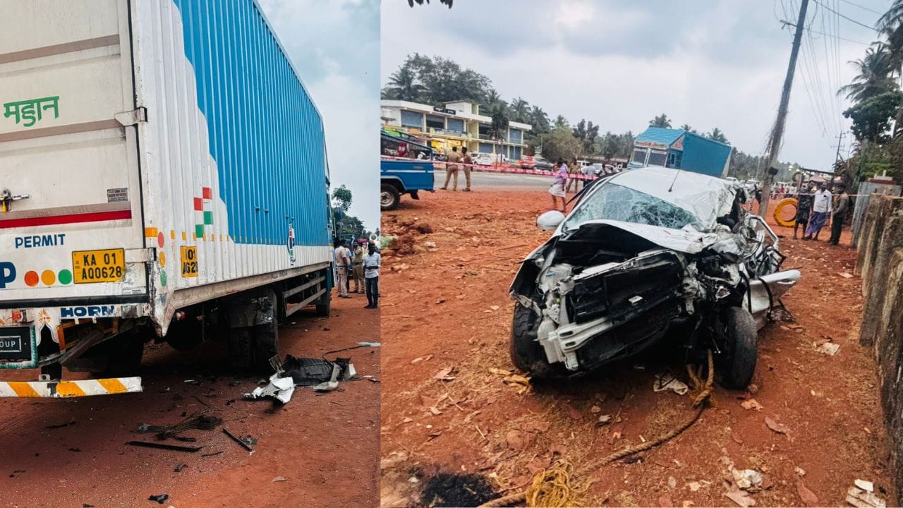 ನಿಂತಿದ್ದ ಕಂಟೈನರ್ ಗೆ ಕಾರು ಡಿಕ್ಕಿ: ಬಾಲಕಿ ಸೇರಿ ಇಬ್ಬರು ಸಾವು; ಮೂವರ ಸ್ಥಿತಿ ಗಂಭೀರ