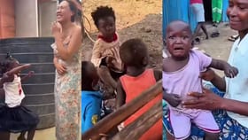 ಬಿಳಿ ಮಹಿಳೆಯೂ ಎದುರು ಬಂದು ನಿಂತೊಡನೆ ಭಯದಲ್ಲೇ ಅಳುತ್ತಾ ಓಡಿದ ಪುಟಾಣಿಗಳು