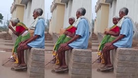 ಚಿಂತೆಯೆನ್ನೆಲ್ಲಾ ಬಿಟ್ಟು ಬೀಡಿ ಸೇದುತ್ತಾ ಕುಳಿತ ವೃದ್ಧ ದಂಪತಿ