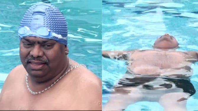 110 ಕೆಜಿ ತೂಕವಿದ್ದರೂ ನೀರಿನಲ್ಲಿ ಮುಳುಗಲ್ಲ ಈ ವ್ಯಕ್ತಿ!