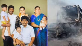 ಕಾರು-ಖಾಸಗಿ ಬಸ್​ ಡಿಕ್ಕಿಯಾಗಿ ಇಡೀ ಕುಟುಂಬ ಸಜೀವ ದಹನ: 9 ಜನ ಸಾವು