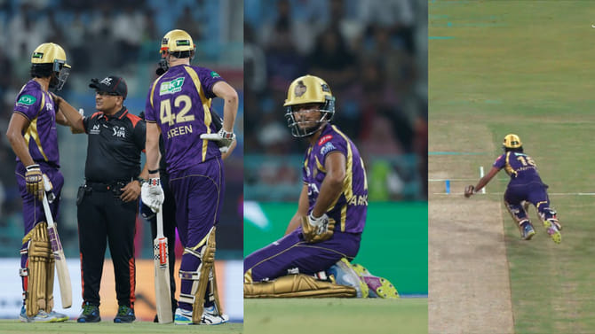 ಫೀಲ್ಡಿಂಗ್‌ಗೆ ಅಡ್ಡಿಪಡಿಸಿ ಔಟಾದ ಅಂಗ್‌ಕ್ರಿಶ್ ರಘುವಂಶಿ