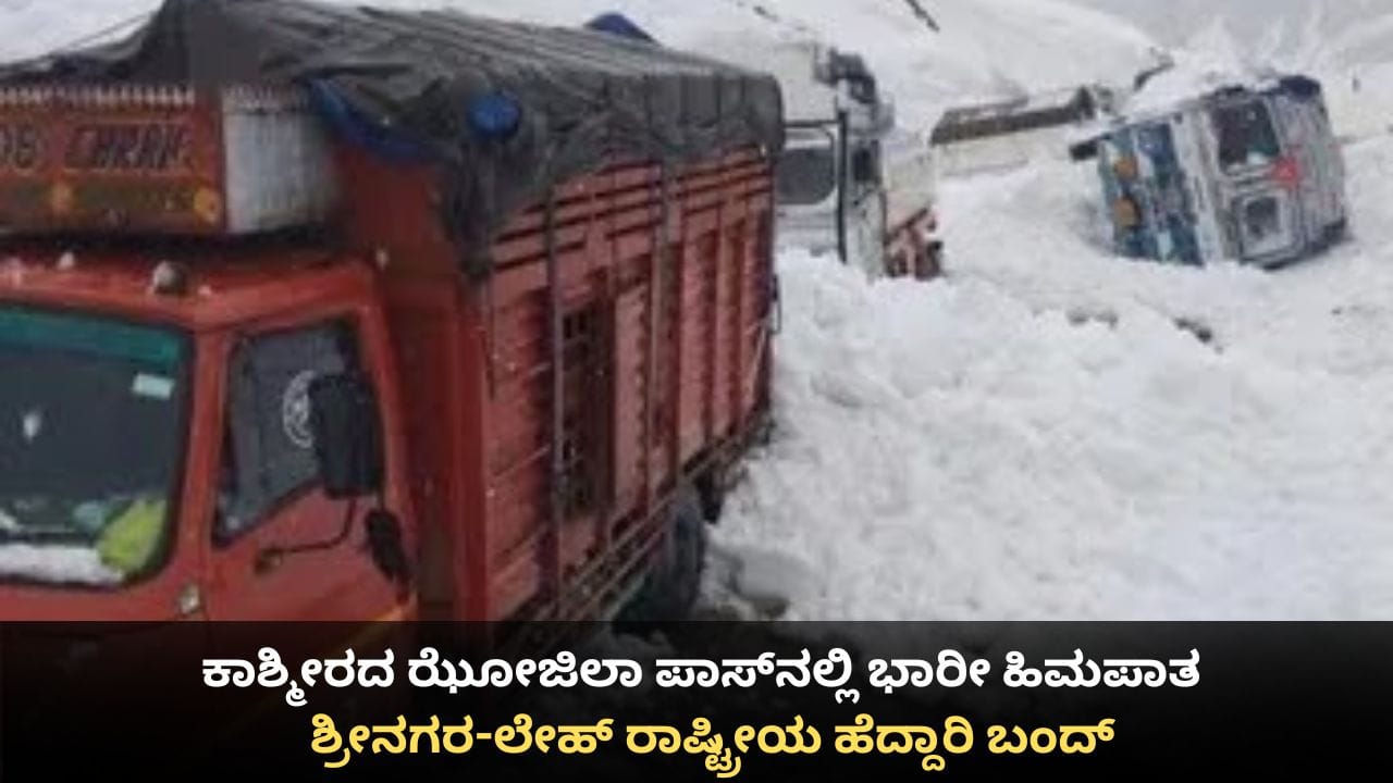 ಕಾಶ್ಮೀರದ ಝೋಜಿಲಾ ಪಾಸ್ನಲ್ಲಿ ಭಾರೀ ಹಿಮಪಾತ; ಶ್ರೀನಗರ-ಲೇಹ್ ರಾಷ್ಟ್ರೀಯ ಹೆದ್ದಾರಿ ಬಂದ್