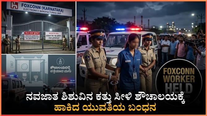 ಶೌಚಾಲಯದಲ್ಲಿ ಭ್ರೂಣ ಪತ್ತೆ, 19 ವರ್ಷದ ಯುವತಿ ಬಂಧನ