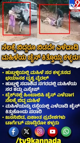 ಮಹಿಳೆಯನ್ನ ಎಳೆದಾಡಿ ಚೈನ್ ಕದ್ದೊಯ್ದ ದುಷ್ಕರ್ಮಿ