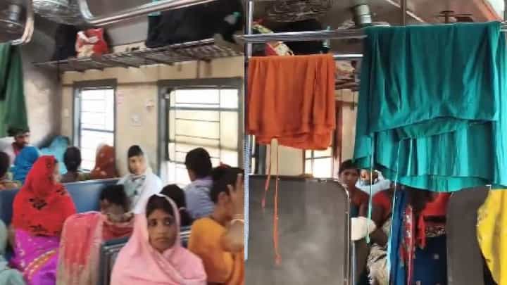 ಇದು ರೈಲ್ವೆ ಬೋಗಿನಾ ಅಥ್ವಾ ಮನೇನಾ, ಕೋಚ್ ತುಂಬಾ ಒಳ ಉಡುಪುಗಳನ್ನು ನೇತು ಹಾಕಿದ ಮಹಿಳೆಯರು ಇದು ರೈಲ್ವೆ ಬೋಗಿನಾ ಅಥ್ವಾ ಮನೇನಾ, ಕೋಚ್ ತುಂಬಾ ಒಳ ಉಡುಪುಗಳನ್ನು ನೇತು ಹಾಕಿದ ಮಹಿಳೆಯರು