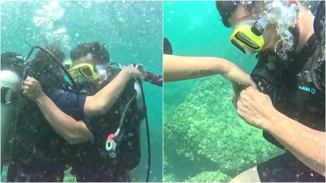 ಸಮುದ್ರದಾಳದಲ್ಲಿ ಪತ್ನಿಗೆ ಪ್ರಪೋಸ್ ಮಾಡಿದ ಧನರಾಜ್; ವಿಡಿಯೋ ವೈರಲ್