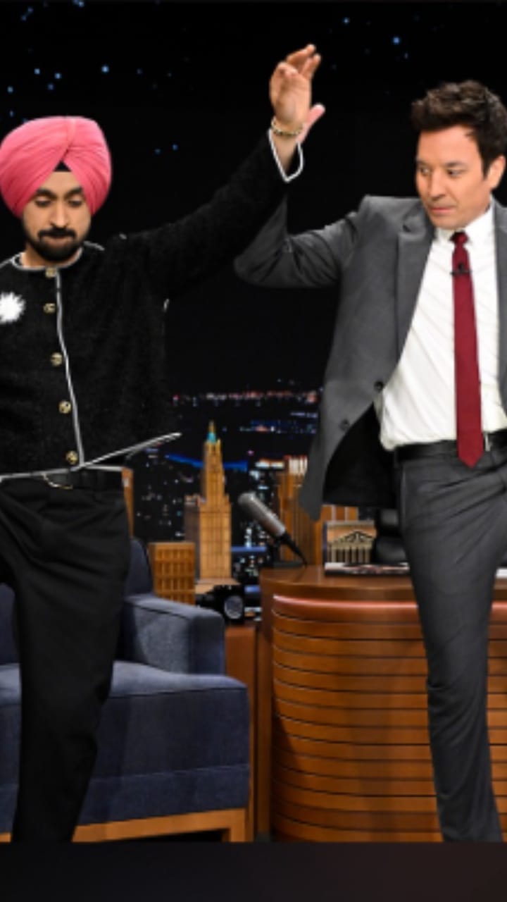 ಜಿಮ್ಮಿ ಫ್ಯಾಲನ್​​ಗೆ ಡ್ಯಾನ್ಸ್ ಕಲಿಸಿದ ದಿಲ್ಜೀತ್ ದೊಸ್ಸಾಂಜ್: ವಿಡಿಯೋ