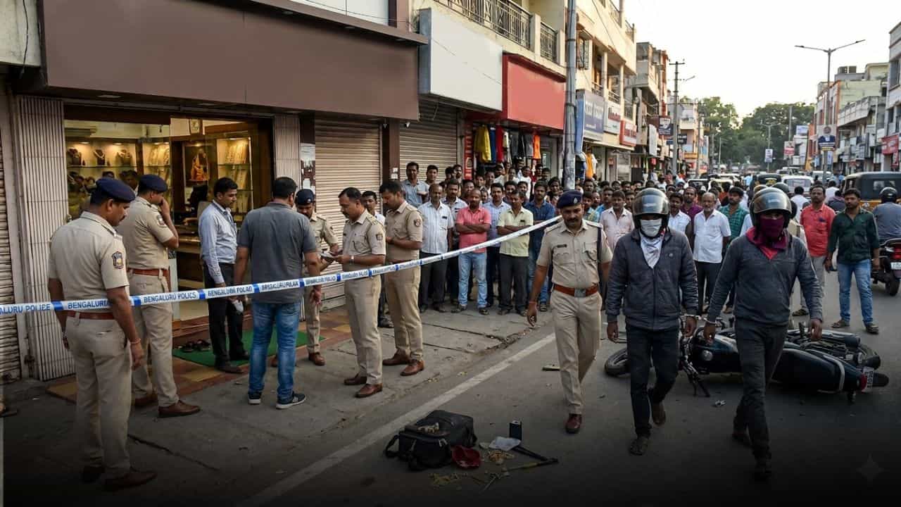 ಮಾಲೀಕ ಶೌಚಾಲಯಕ್ಕೆ ಹೋಗಿ ಬರುವುದರೊಳಗೆ ಬಂಗಾರದ ಅಂಗಡಿ ಕದ್ದ ಖದೀಮರು; ಹಾಡಹಗಲೇ ಕೃತ್ಯ ಮಾಲೀಕ ಶೌಚಾಲಯಕ್ಕೆ ಹೋಗಿ ಬರುವುದರೊಳಗೆ ಬಂಗಾರದ ಅಂಗಡಿ ಕದ್ದ ಖದೀಮರು; ಹಾಡಹಗಲೇ ಕೃತ್ಯ