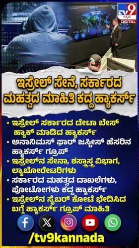 ಇಸ್ರೇಲ್‌ ಸರ್ಕಾರದ ಡೇಟಾ ಬೇಸ್‌ ಹ್ಯಾಕ್‌ ಮಾಡಿದ ಹ್ಯಾಕರ್ಸ್