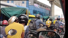 ಟ್ರಾಫಿಕ್ ದಂಡ ತಪ್ಪಿಸಲು ಬಾಣಲೆಯನ್ನೇ ಹೆಲ್ಮೆಟ್ ಮಾಡಿಕೊಂಡ ಯುವಕ!