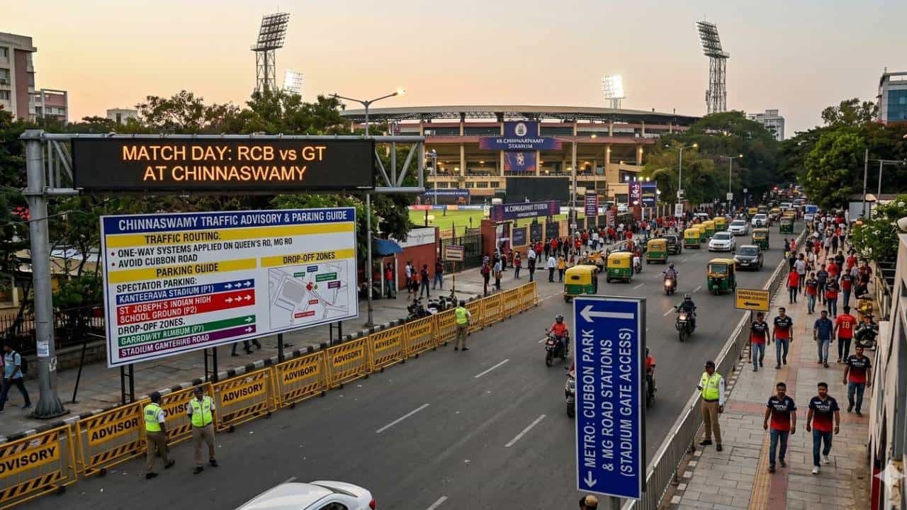 ಏ 24ರಂದು ಬೆಂಗಳೂರಿನಲ್ಲಿ ಆರ್​ಸಿಬಿ ಪಂದ್ಯ: ವಾಹನ ಪಾರ್ಕಿಂಗ್, ಸಂಚಾರ ಬದಲಾವಣೆ