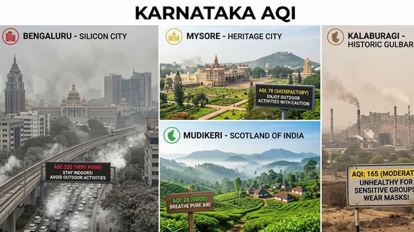 ನಿಮ್ಮ ನಗರದ ಗಾಳಿ ಎಷ್ಟು ಶುದ್ಧವಾಗಿದೆ? ಬೆಂಗಳೂರು, ಮೈಸೂರು, ಹುಬ್ಬಳ್ಳಿಯ ಇಂದಿನ ವಾಯು ಗುಣಮಟ್ಟ ಹೇಗಿದೆ?