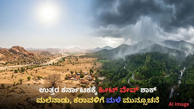 ಉತ್ತರ ಒಳನಾಡಿನಲ್ಲಿ ಉಷ್ಣ ಅಲೆ, ದಕ್ಷಿಣದ ಈ ಜಿಲ್ಲೆಗಳಲ್ಲಿ ಮಳೆ ಸಾಧ್ಯತೆ