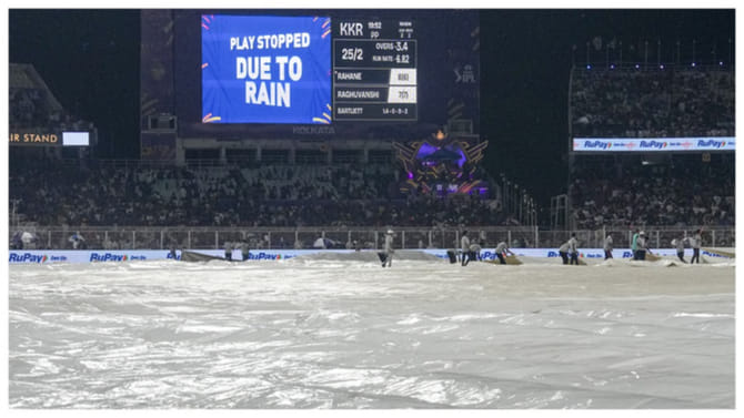 ಕೆಕೆಆರ್​ಗೆ ವರವಾದ ವರುಣ; ಮಳೆಯಿಂದ ಪಂದ್ಯ ರದ್ದು