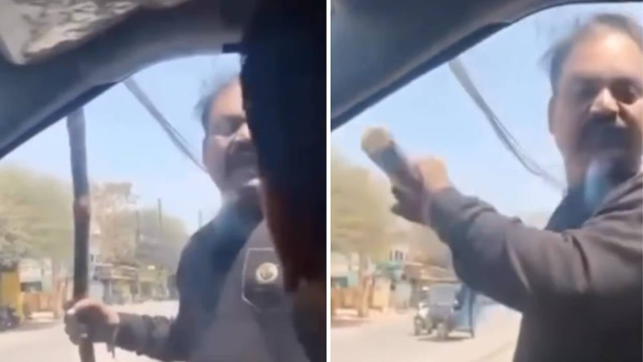Vedio: ಕಾರು ಸ್ವಲ್ಪ ತಾಗಿದ್ದಕ್ಕೆ, ದೊಣ್ಣೆ ಹಿಡಿದು ಕಾರಿನ ಗಾಜು ಒಡೆಯಲು ಯತ್ನಿಸಿದ ವ್ಯಕ್ತಿ