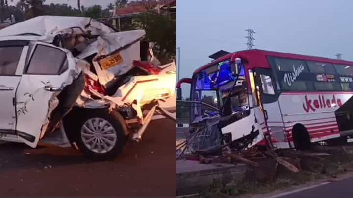 ಬೆಂಗಳೂರು-ಮೈಸೂರು ಹೆದ್ದಾರಿಯಲ್ಲಿ ಭೀಕರ ಅಪಘಾತ: ಕಾರಿಗೆ ಗುದ್ದಿ ಚರಂಡಿಗೆ ನುಗ್ಗಿದ ಖಾಸಗಿ ಸ್ಲೀಪರ್ ಬಸ್! ಬೆಂಗಳೂರು-ಮೈಸೂರು ಹೆದ್ದಾರಿಯಲ್ಲಿ ಭೀಕರ ಅಪಘಾತ: ಕಾರಿಗೆ ಗುದ್ದಿ ಚರಂಡಿಗೆ ನುಗ್ಗಿದ ಖಾಸಗಿ ಸ್ಲೀಪರ್ ಬಸ್!