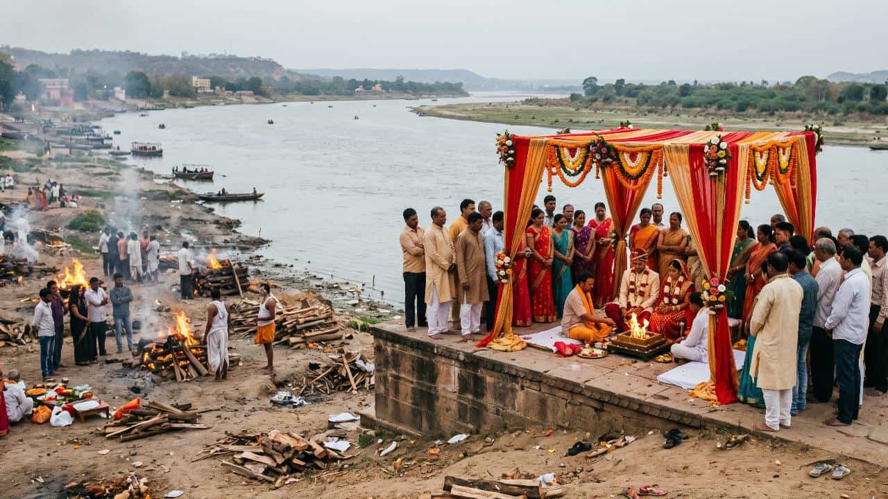 ಉರಿಯುವ ಚಿತೆಗಳ ನಡುವೆ ಸಪ್ತಪದಿ, ಸ್ಮಶಾನದಲ್ಲೊಂದು ಮದುವೆ