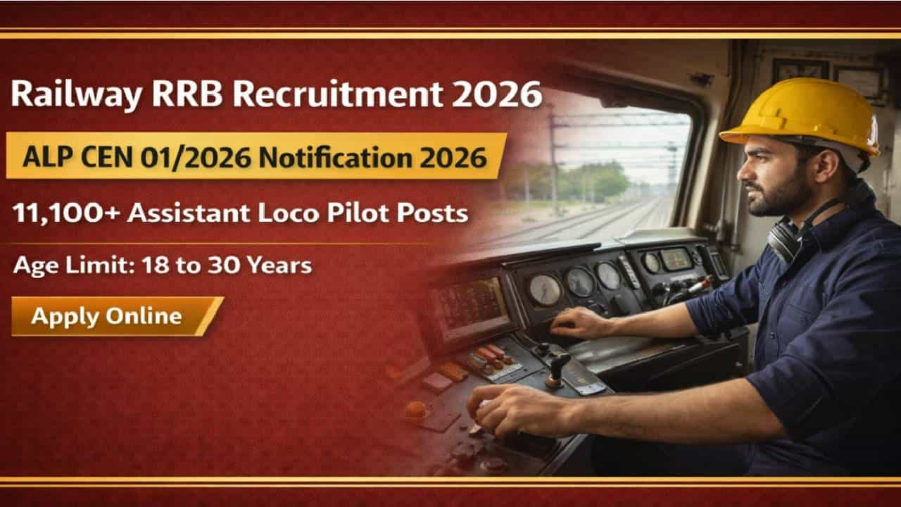 RRB Recruitment 2026: ರೈಲ್ವೆ ಇಲಾಖೆಯಲ್ಲಿ ನೇಮಕಾತಿ; 11,127 ಸಹಾಯಕ ಲೋಕೋ ಪೈಲಟ್ ಹುದ್ದೆಗೆ ಅರ್ಜಿ ಆಹ್ವಾನ RRB Recruitment 2026: ರೈಲ್ವೆ ಇಲಾಖೆಯಲ್ಲಿ ನೇಮಕಾತಿ; 11,127 ಸಹಾಯಕ ಲೋಕೋ ಪೈಲಟ್ ಹುದ್ದೆಗೆ ಅರ್ಜಿ ಆಹ್ವಾನ