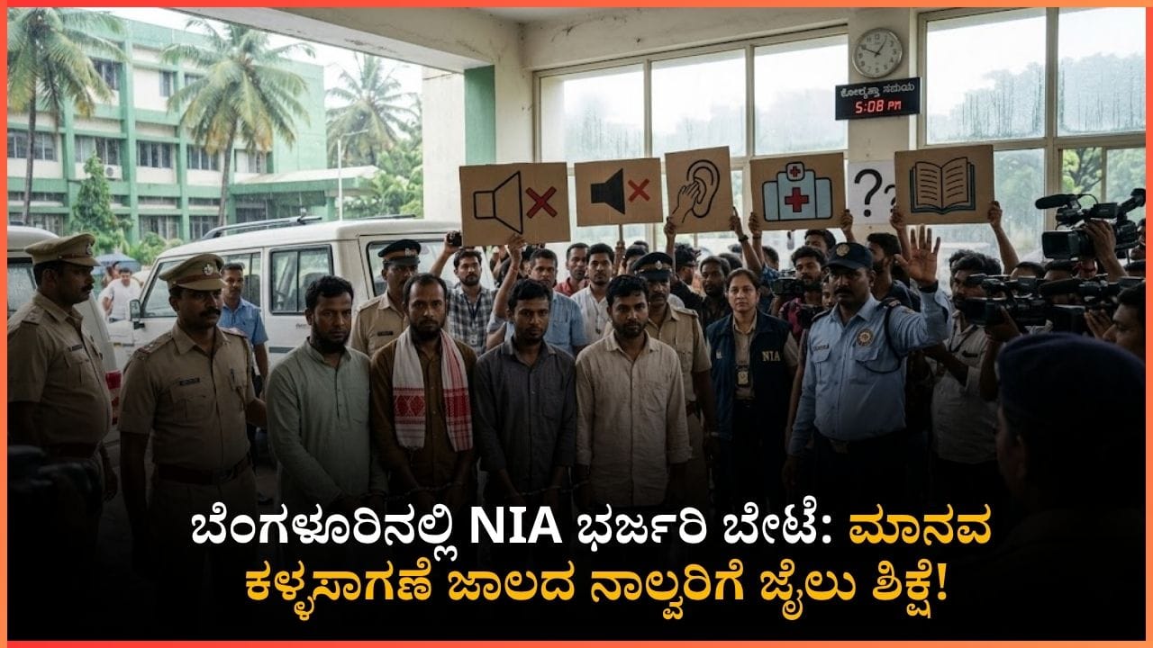 ಬೆಂಗಳೂರು NIA ವಿಶೇಷ ನ್ಯಾಯಾಲಯದಿಂದ ಮಹತ್ವದ ತೀರ್ಪು: ಮಾನವ ಕಳ್ಳಸಾಗಣೆ ಜಾಲದ ನಾಲ್ವರಿಗೆ ಜೈಲು ಶಿಕ್ಷೆ! ಬೆಂಗಳೂರು NIA ವಿಶೇಷ ನ್ಯಾಯಾಲಯದಿಂದ ಮಹತ್ವದ ತೀರ್ಪು: ಮಾನವ ಕಳ್ಳಸಾಗಣೆ ಜಾಲದ ನಾಲ್ವರಿಗೆ ಜೈಲು ಶಿಕ್ಷೆ!