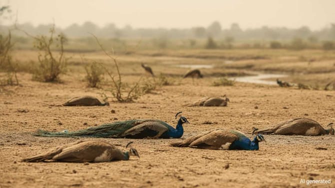 ಸುಡುವ ಬಿಸಿಲಿಗೆ 35 ನವಿಲುಗಳು ಬಲಿ! ಹಕ್ಕಿ ಜ್ವರದ ಸೋಂಕು ಹರಡಿರುವ ಶಂಕೆ