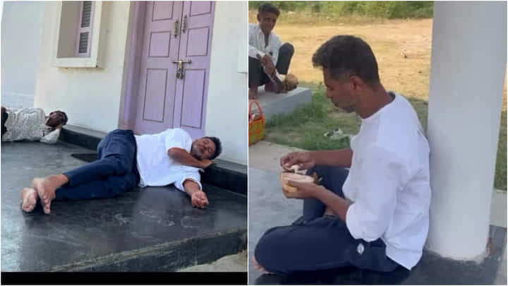 ನೆಲವೇ ಹಾಸಿಗೆ, ಕಟ್ಟೆಯೇ ತಲೆದಿಂಬು; ಪ್ರಭುದೇವ ಎಷ್ಟು ಸಿಂಪಲ್ ನೋಡಿ ನೆಲವೇ ಹಾಸಿಗೆ, ಕಟ್ಟೆಯೇ ತಲೆದಿಂಬು; ಪ್ರಭುದೇವ ಎಷ್ಟು ಸಿಂಪಲ್ ನೋಡಿ