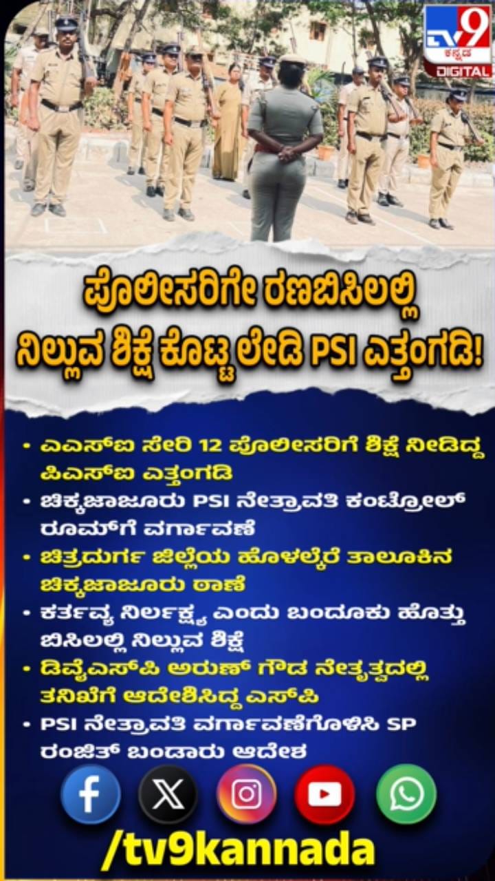 12 ಪೊಲೀಸರನ್ನ ರಣಬಿಸಿಲಿನಲ್ಲಿ ನಿಲ್ಲಿಸಿದ್ದ PSI ಎತ್ತಂಗಡಿ