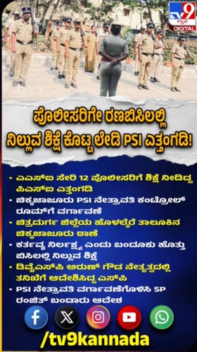 12 ಪೊಲೀಸರನ್ನ ರಣಬಿಸಿಲಿನಲ್ಲಿ ನಿಲ್ಲಿಸಿದ್ದ PSI ಎತ್ತಂಗಡಿ