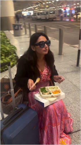 ಏರ್​​ಪೋರ್ಟ್​​ನಲ್ಲಿ ಉಪ್ಪಿಟ್ಟು ಸವಿದ ರಾಗಿಣಿ