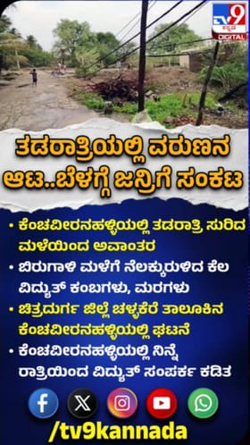 ತಡರಾತ್ರಿ ಸುರಿದ ಮಳೆಗೆ ಅವಾಂತರ: ನೆಲಕ್ಕುರುಳಿದ ಕಂಬ, ಮರ