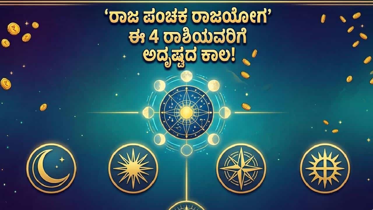 Raj Panchak Rajyoga 2026: ಶೀಘ್ರದಲ್ಲೇ ರೂಪುಗೊಳ್ಳಲಿರುವ ಪ್ರಭಾವಶಾಲಿ ರಾಜಯೋಗ; ಈ 4 ರಾಶಿಯವರಿಗೆ ಒಲಿದು ಬರಲಿದೆ ಅದೃಷ್ಟ Raj Panchak Rajyoga 2026: ಶೀಘ್ರದಲ್ಲೇ ರೂಪುಗೊಳ್ಳಲಿರುವ ಪ್ರಭಾವಶಾಲಿ ರಾಜಯೋಗ; ಈ 4 ರಾಶಿಯವರಿಗೆ ಒಲಿದು ಬರಲಿದೆ ಅದೃಷ್ಟ