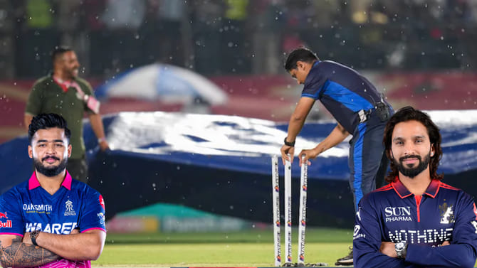 ಶೇ. 56 ರಷ್ಟು ಮಳೆ..! ಆರ್​ಸಿಬಿ- ರಾಜಸ್ಥಾನ್​ ಪಂದ್ಯಕ್ಕೆ ಮಳೆ ಅಡ್ಡಿ