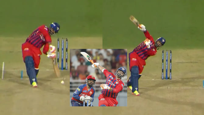 ಒಂದೇ ಕೈನಲ್ಲಿ ಉದ್ದದ ಸಿಕ್ಸರ್ ಬಾರಿಸಿದ ರಿಷಭ್ ಪಂತ್