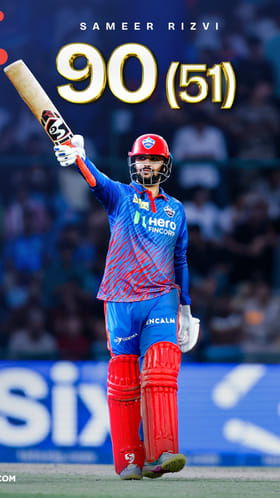51 ಎಸೆತಗಳಲ್ಲಿ 90 ರನ್ ಚಚ್ಚಿದ ಸಮೀರ್ ರಿಜ್ವಿ