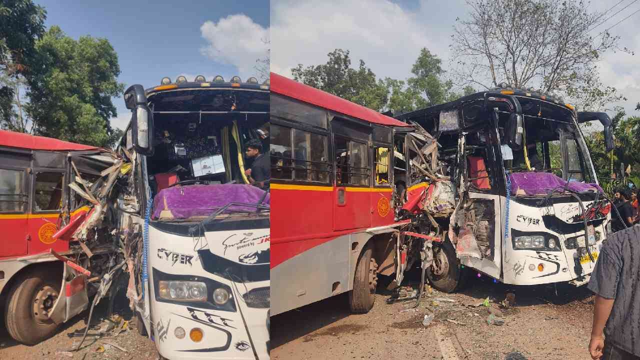 ಶಿರಸಿ ಬಳಿ ಎರಡು ಬಸ್​​ಗಳ ನಡುವೆ ಭೀಕರ ಅಪಘಾತ: ಹಲವು ಪ್ರಯಾಣಿಕರ ಸ್ಥಿತಿ ಗಂಭೀರ