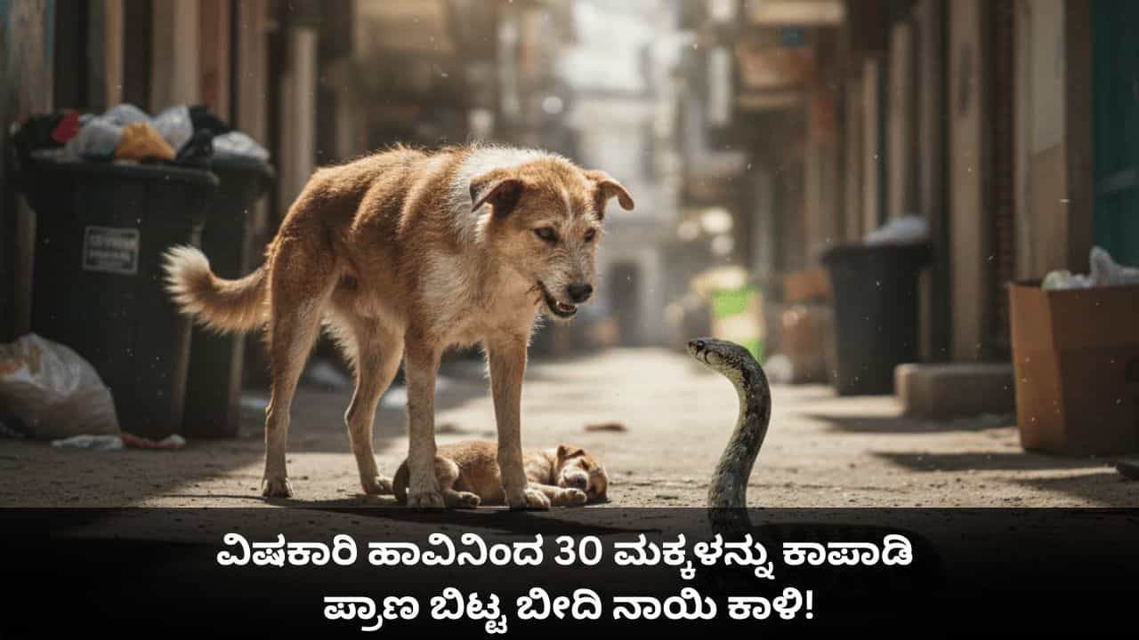 ವಿಷಕಾರಿ ಹಾವಿನಿಂದ 30 ಮಕ್ಕಳನ್ನು ಕಾಪಾಡಿ ಪ್ರಾಣ ಬಿಟ್ಟ ಬೀದಿ ನಾಯಿ ಕಾಳಿ!