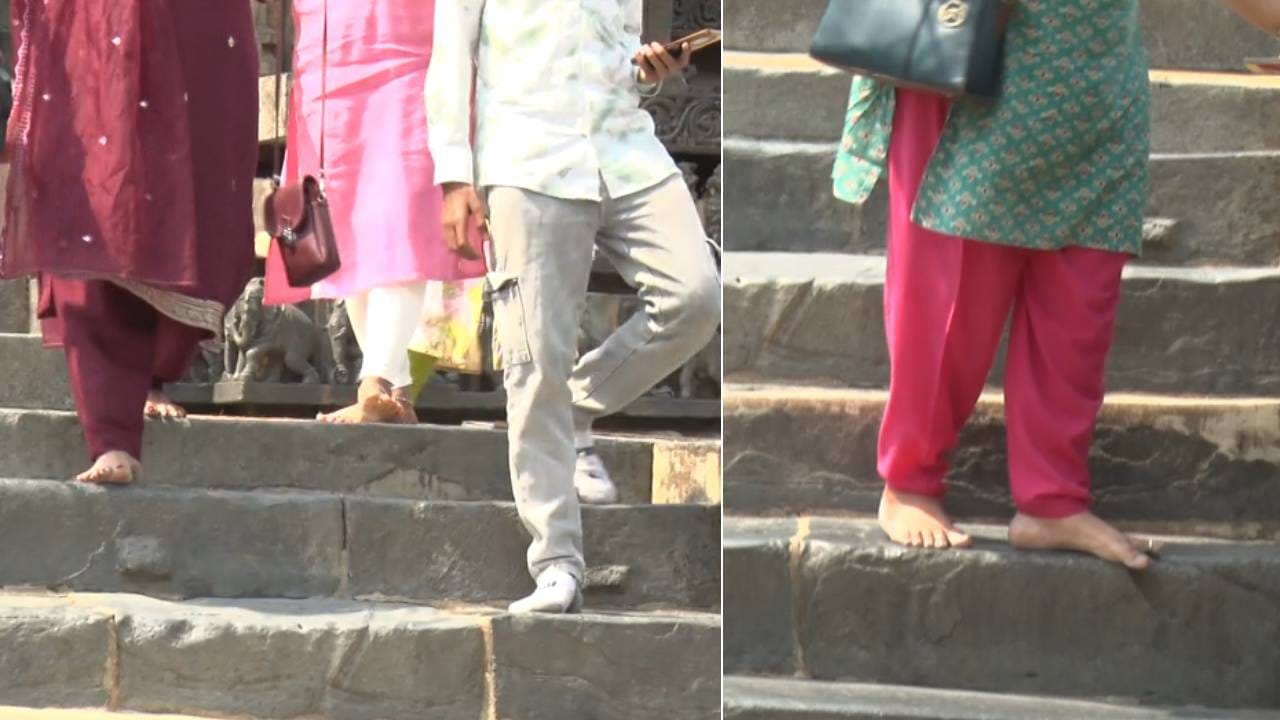 ಬೇಲೂರು-ಹಳೇಬೀಡು ದೇವಾಲಯಗಳ ಕಲ್ಲಿನ ನೆಲಹಾಸು ಬಿಸಿಲಿಗೆ ಕಾಯುತ್ತಿದ್ದು, ಪ್ರವಾಸಿಗರು ಬರಿಗಾಲಿನಲ್ಲಿ ನಡೆಯಲು ಸಾಧ್ಯವಾಗದೆ ಪರದಾಡುವಂತಾಗಿದೆ.
