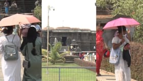 ಬಿಸಿಲ ಬೇಗೆಗೆ ಛತ್ರಿ, ಟೋಪಿ ಮೊರೆ ಹೋದ ಪ್ರವಾಸಿಗರು: ಸಂಖ್ಯೆ ಇಳಿಕೆ