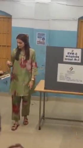 ತಮಿಳುನಾಡು ಚುನಾವಣೆ: ಮತದಾನ ಮಾಡಿದ ತ್ರಿಷಾ, ವಿಡಿಯೋ ನೋಡಿ