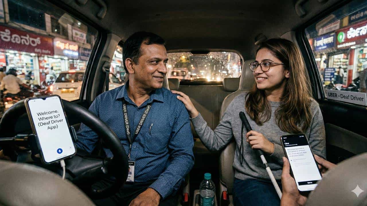 ಕಣ್ಣಿಲ್ಲದವಳಿಗೆ ಕಿವಿ ಕೇಳದವನೇ ದಾರಿ: ಊಬರ್ ಚಾಲಕ ಮತ್ತು ಪ್ರಯಾಣಿಕರ ನಡುವಿನ ಸಂವಹನ ಕಂಡು ಜಗತ್ತೇ ಫಿದಾ ಕಣ್ಣಿಲ್ಲದವಳಿಗೆ ಕಿವಿ ಕೇಳದವನೇ ದಾರಿ: ಊಬರ್ ಚಾಲಕ ಮತ್ತು ಪ್ರಯಾಣಿಕರ ನಡುವಿನ ಸಂವಹನ ಕಂಡು ಜಗತ್ತೇ ಫಿದಾ